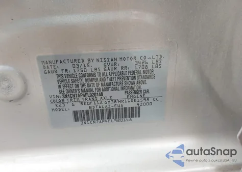 2015 Nissan Versa 1.6 S+ из США, поврежденный, VIN 3N1CN7AP4FL920148